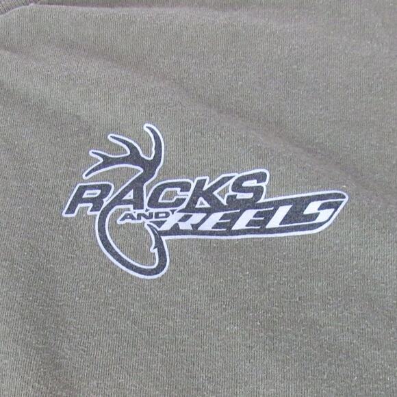 Fishing T-Shirt Size 2XL Green Racks and Reel Sports Hunting Fishing Gear Logo - Picture 2 of 5